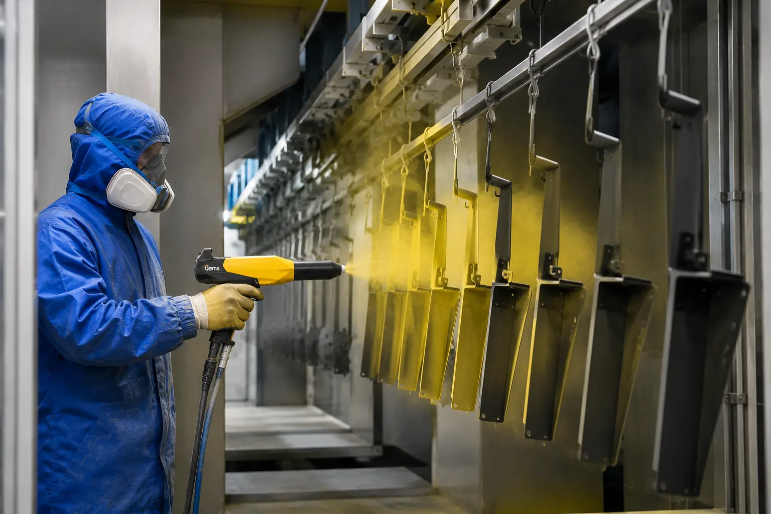 Industrial powder paint application